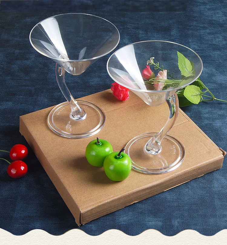 Disposable Goblet Containers Clear Plastic Glass Drinkware Cups Cocktail Glasses Unique Martini