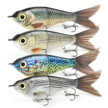 Mini Small Furry Tail Trout Lure, 120mm 2-Jointed Multi Section Bait with Metal Chain, ABS Plastic Saltwater Fishing Lure – Metal Jig – view 2