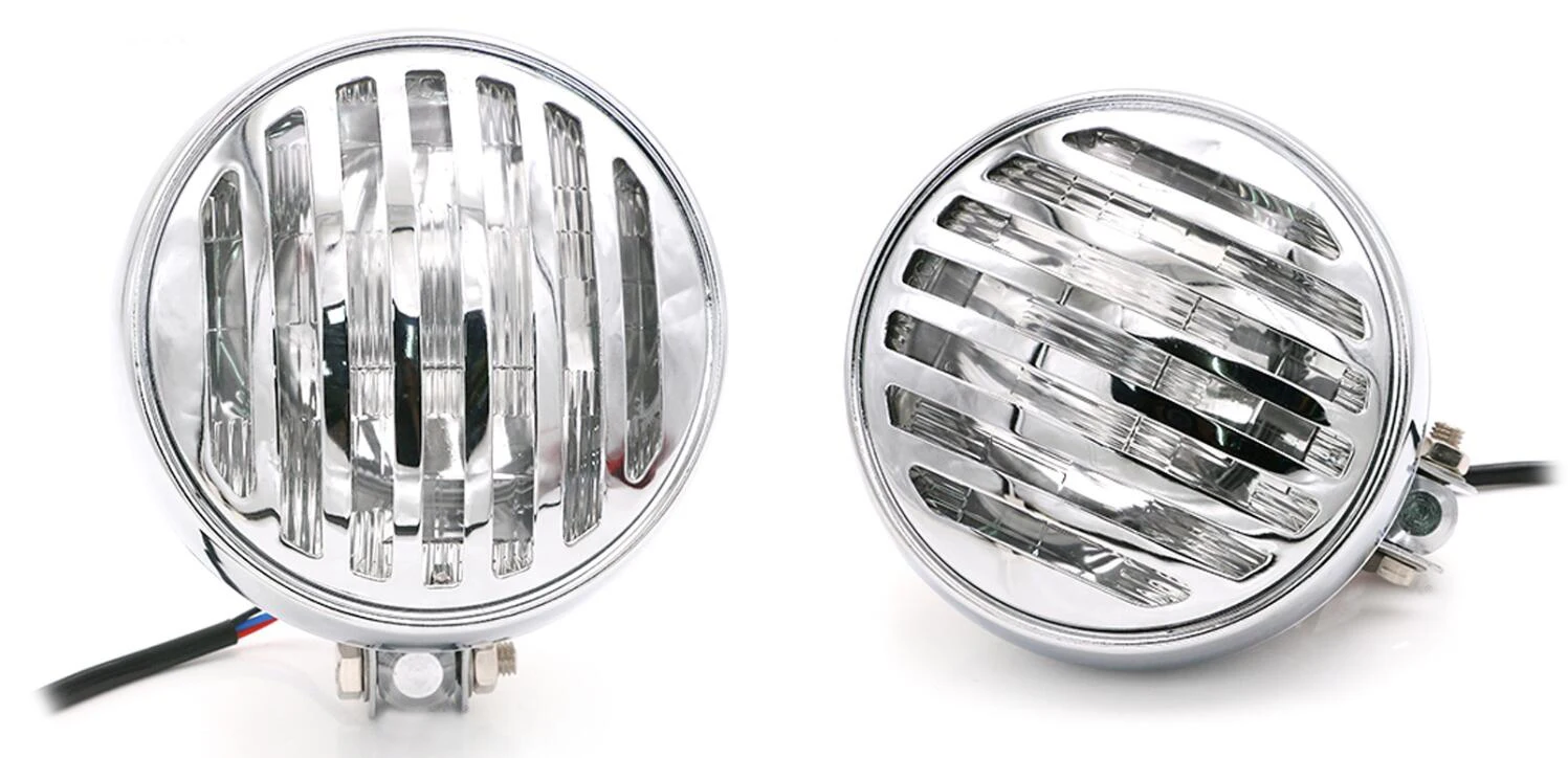 Motorcycle 5 Inch Round Grille Hi/lo Beam Light - Retro Headlamp