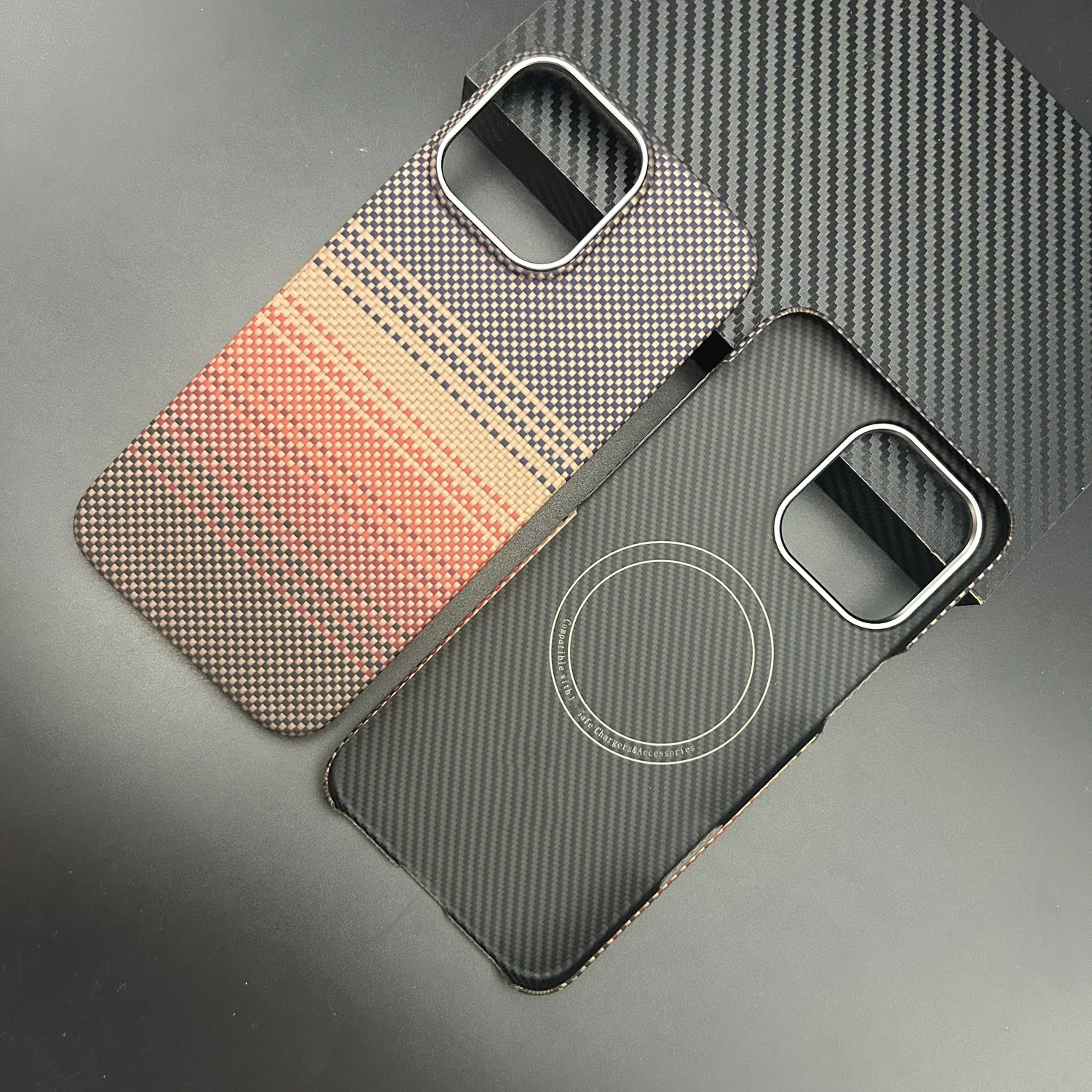 Laudtec Real Ultra Thin Carbon Fiber Wireless Charging Mental Frame Shockproof Mobile Protective Phone Case For IPhone 17 16 15