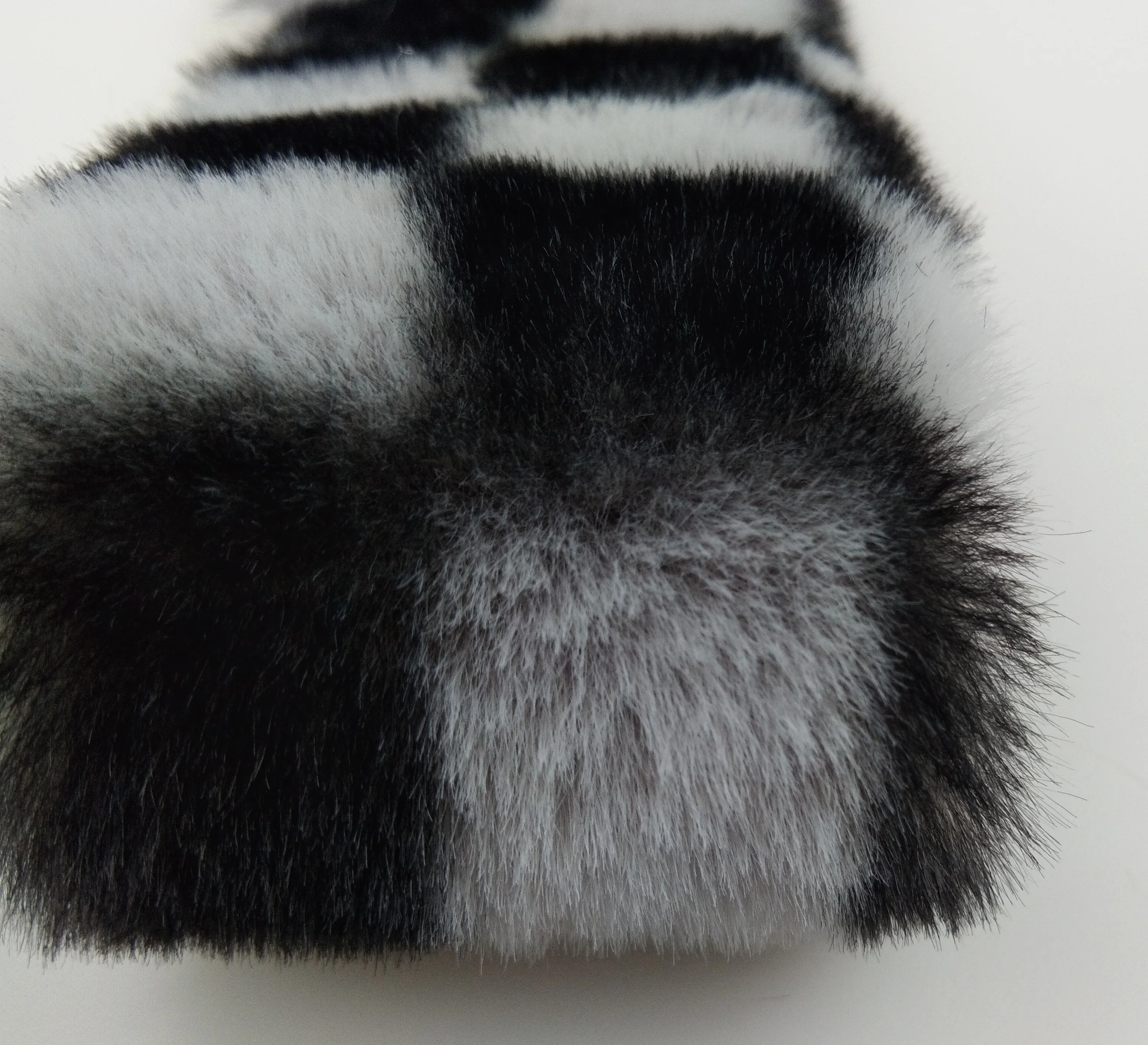 Fashionable Chanel-check Pattern Pringting  Rabbit Faux Fur Fabric For Garment/Home Textile/Toy
