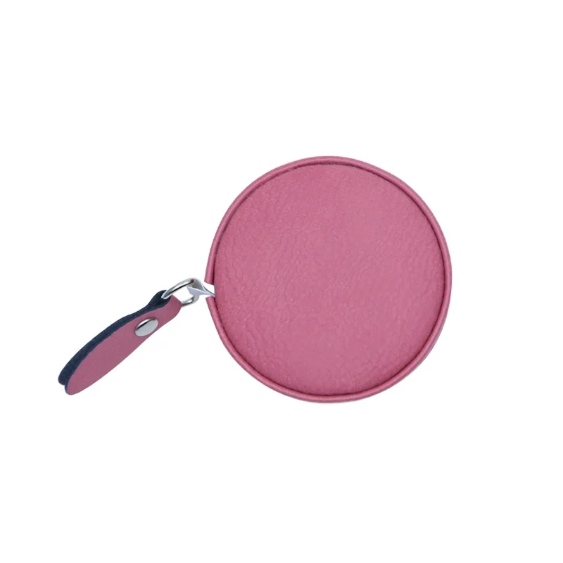 Pampromosyong Produktong Laserable Leatherette Pink Compact Portable 1.5M Measuring Key Chain Tape Measures