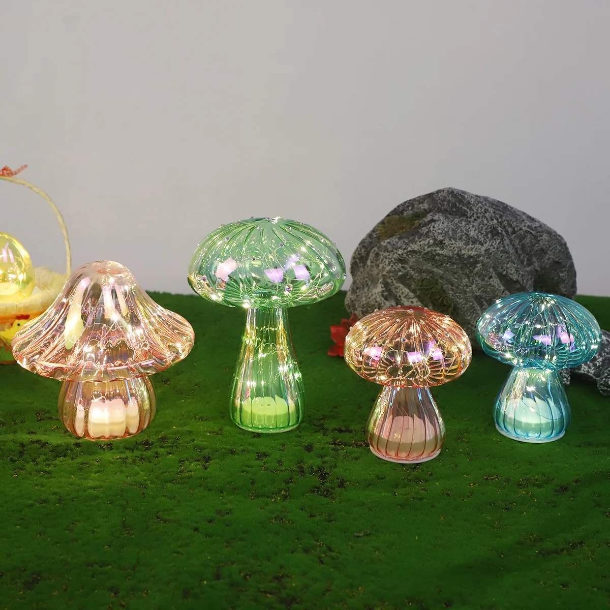 commercial cheap easter decorations battery operated led mushroom light spring table centerpiece