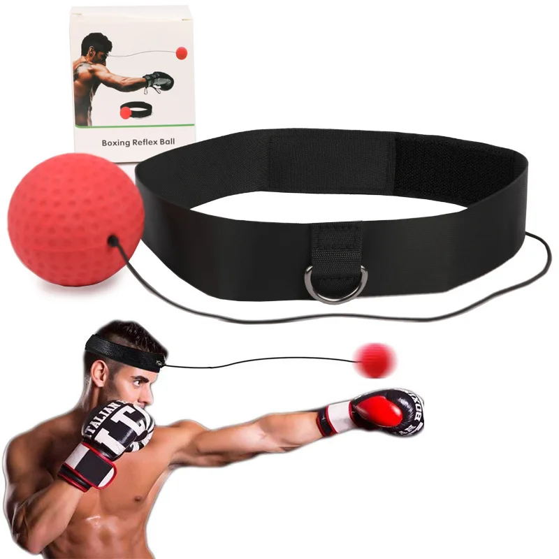 Boxing Reflex Ball Fight Ball Boxing Ball Diadema con Bola de perforación para Entrenamiento Mano Coordinación de Ojos Fitness Boxeo Estilo de Raya
