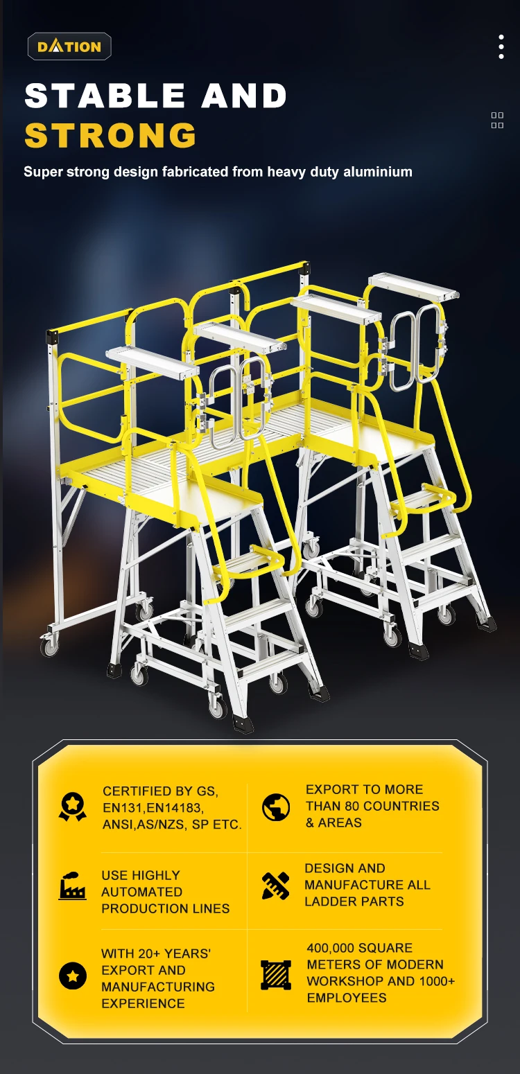 High Quality Aluminium Work Platform Ladder High Frequency Work Big Platform Ladder Step Ladder 