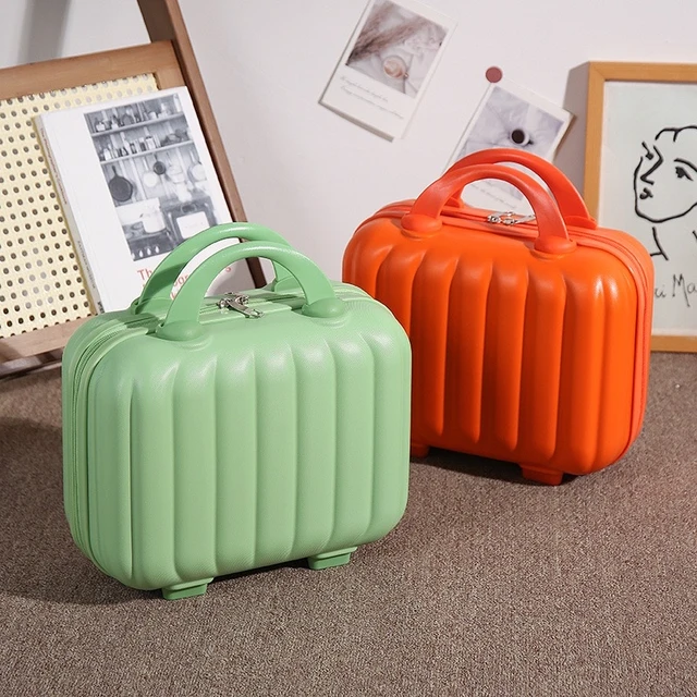 Portable Luggage Case Handbag Portable 14 Inch Cosmetic Box Makeup Organizer Travel Small Pumpkin Shaped Bright Color Suitcase