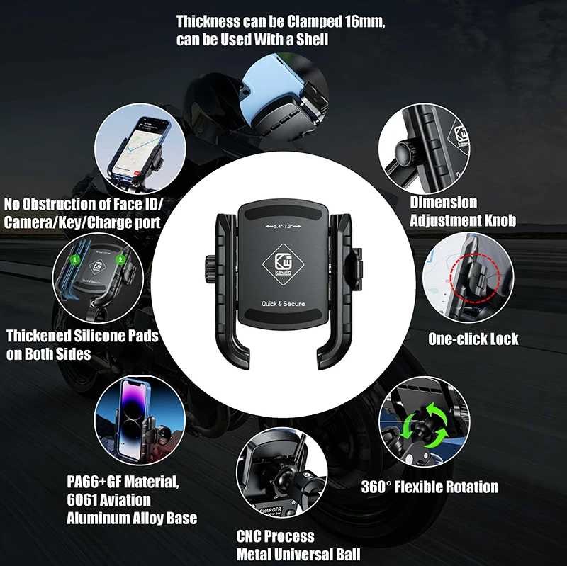 Mobile Phone Bracket 360 Degree Rotation Universal Motorcycle Bike Phone Mount Holder