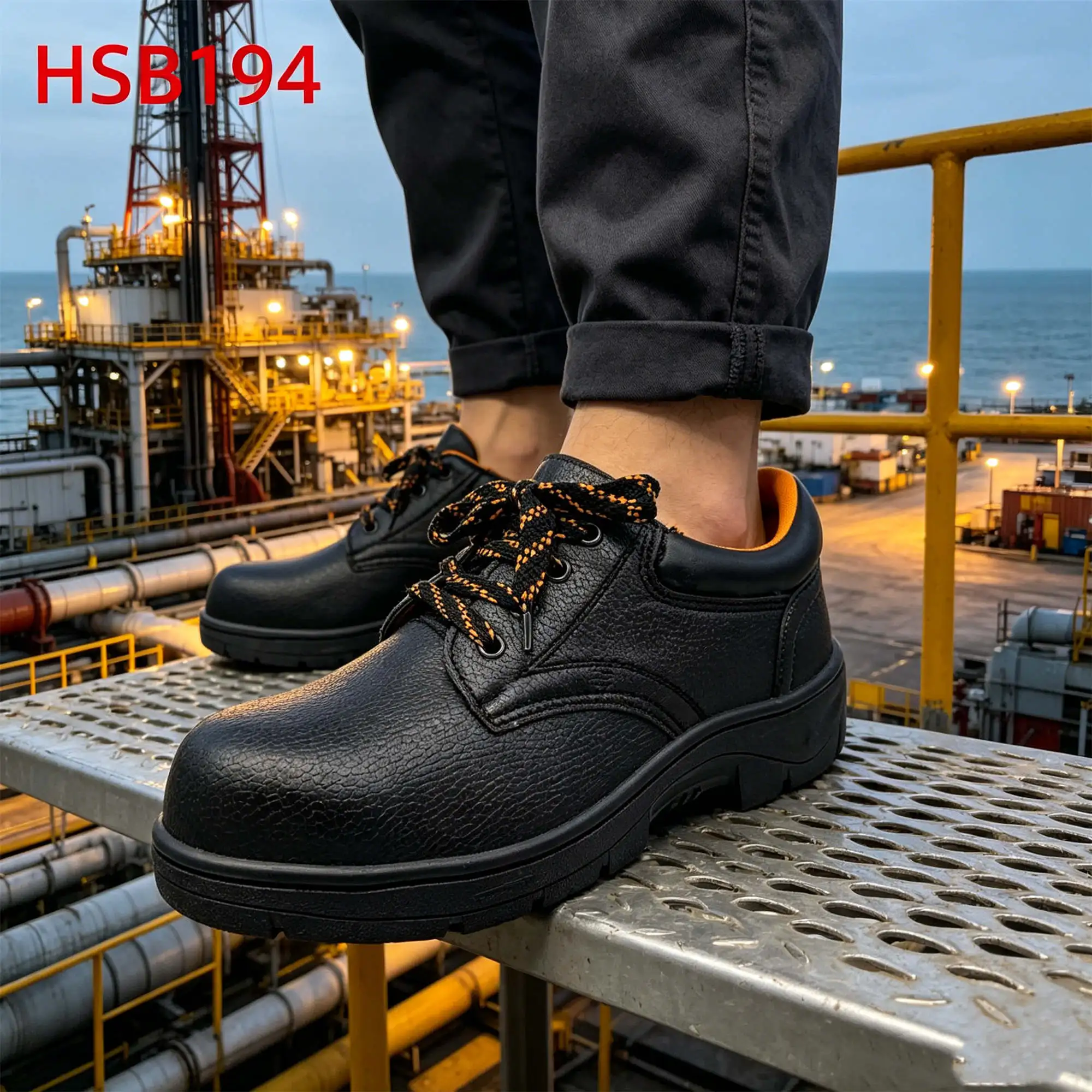 ZYF,Rock Bottom Price Stitching Rubber Outsole Black Safety Footwear Oil Drilling Platform Grease Resistant Work Boots HSB194