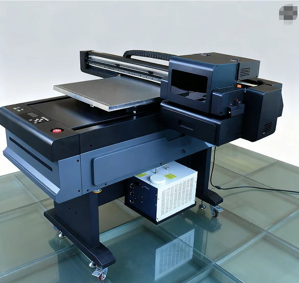 product industrial 6090 automatic uv ink dtf flatbed printer with 3 heads for 3d embossed effects on tubes high accuracy-2