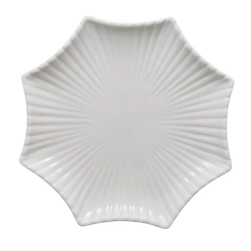 2024 Modern Unique White Ceramic Tableware Starfish Shaped Serving Plates with Octagon Design for Wedding Home Decorative