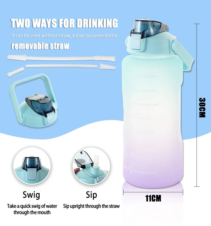 Outdoor Half Gallon Drinking Water Bottle Sports Plastic Water Bottles ...