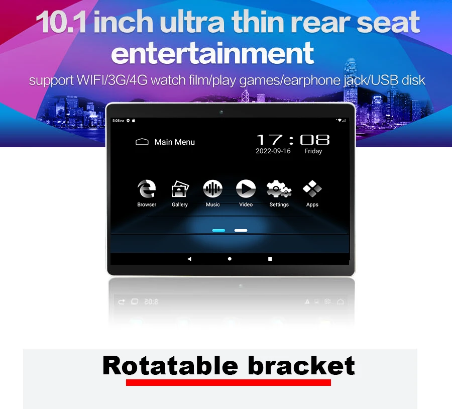 10.1" Wifi & 3g Installed In The Headrest Rear Seat Player Car Headrest