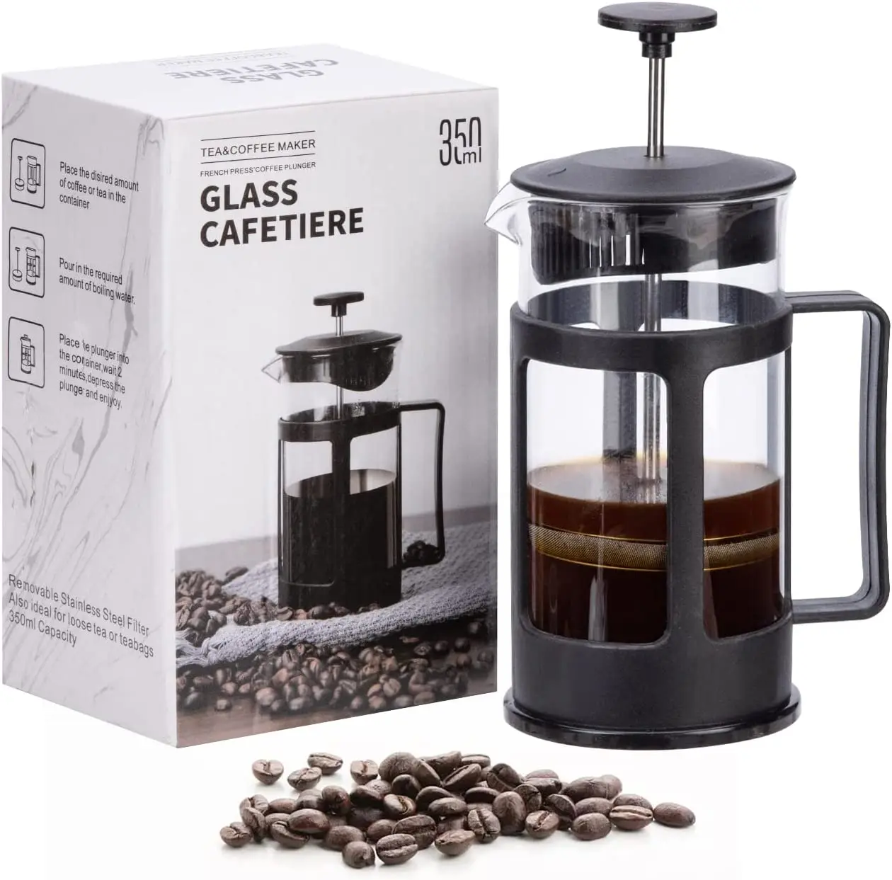Hot Sell Glass Coffee Maker Pot Coffee Shop Gift 350ml 600ml Borosilicate Glass Filter Portable