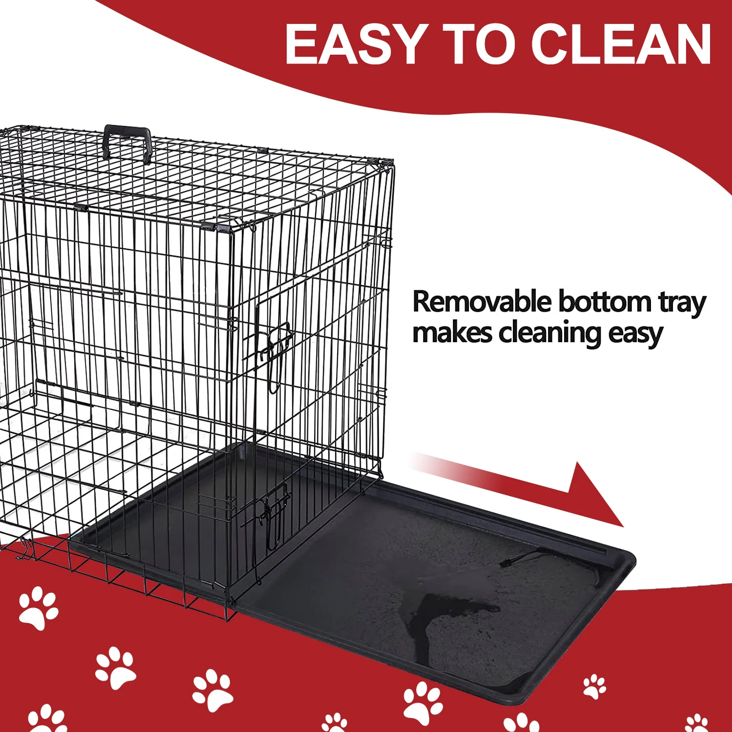 2022 New Design Custom Double Doors 48 Inch Metal Large Pets Crates Dog Cages