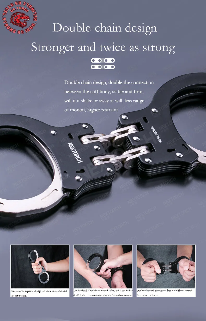 High-Strength Dual-Loop Security Lock, Anti-Escape Metal Restraint for ...