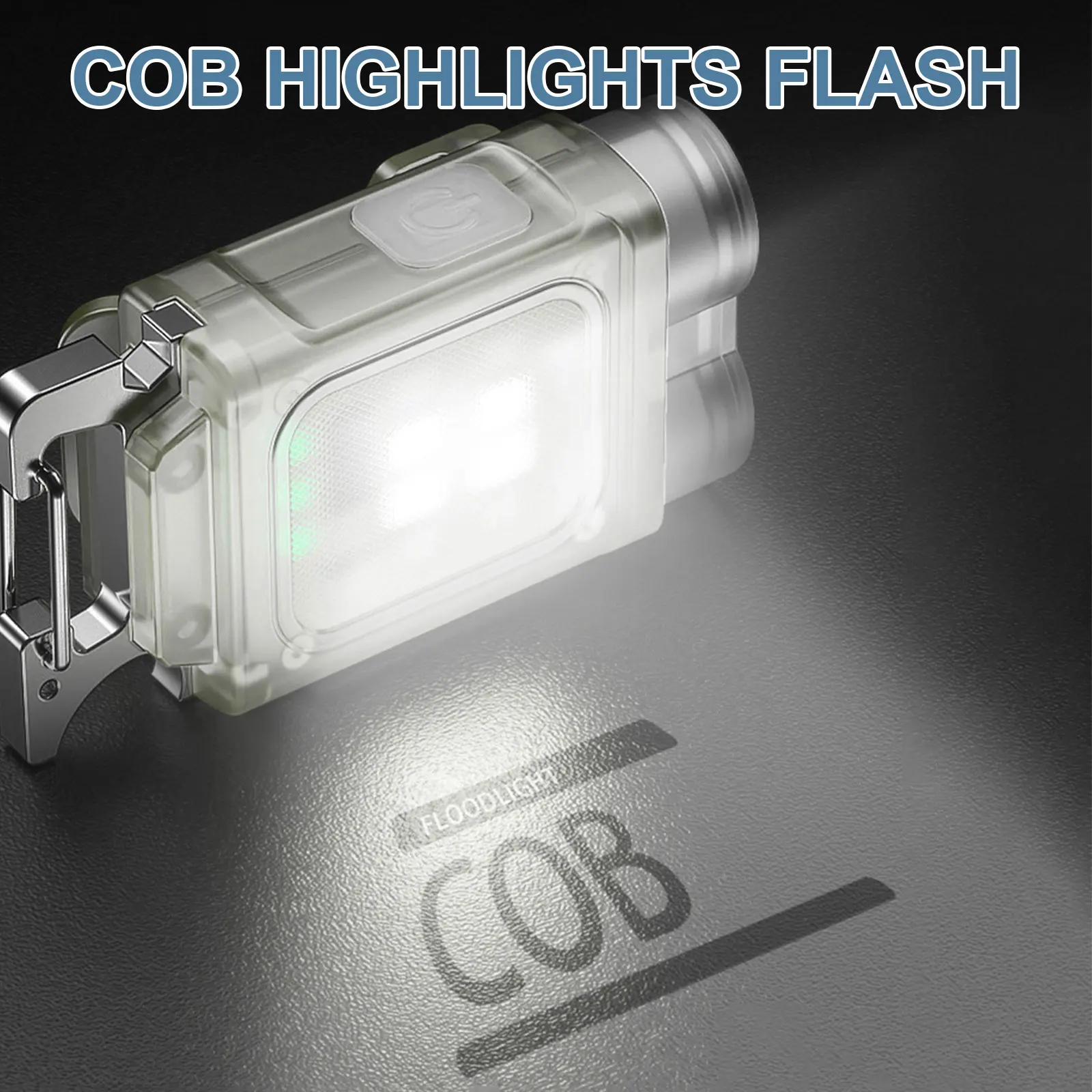 Mini Portable Design Transparent LED Rechargeable Keychain Light With Clip and Magnet Small Pocket With Power Display Work Light