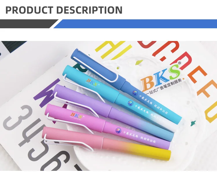 Customized High-Capacity Gel Ink Pen 0.5mm Tip Black Non-Erasable BKS Brand New Gradient Promotional Plastic Business Medical