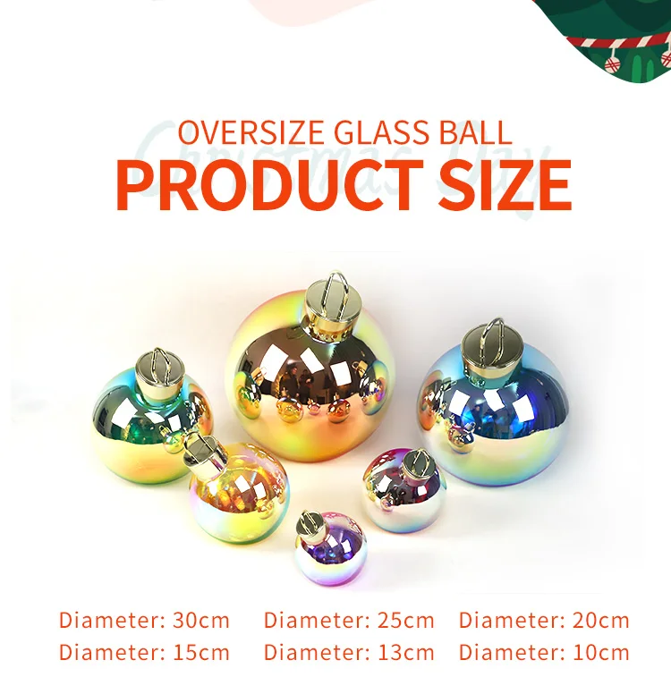 200 250 300 mm Giant commercial christmas ornaments wholesale Set Of 3 LED Lighted Glass Balls with fairy lights customized manufacture