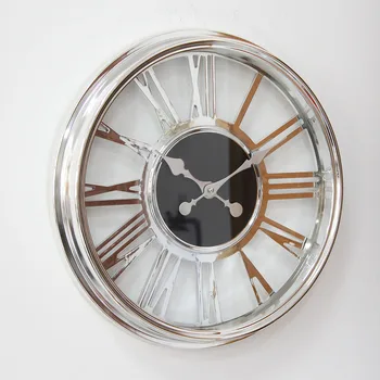 18 Inch Spanish Skeleton Retro Silent Quartz Round Wall Clock for Living Room American Fashion Gear Movement Wall Clock