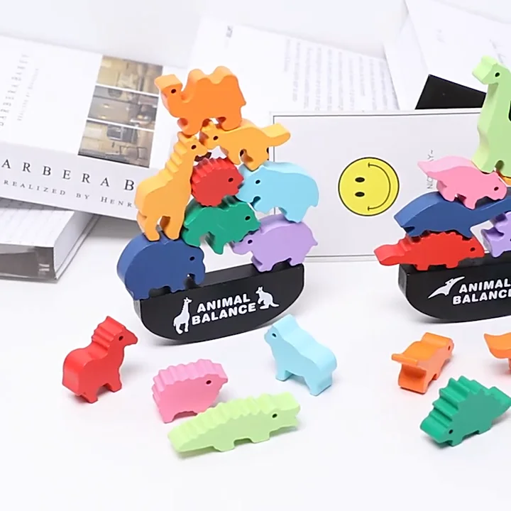 Baby Toys FDTEK Dinosaur Stacking Blocks - Wooden Balance Game ...