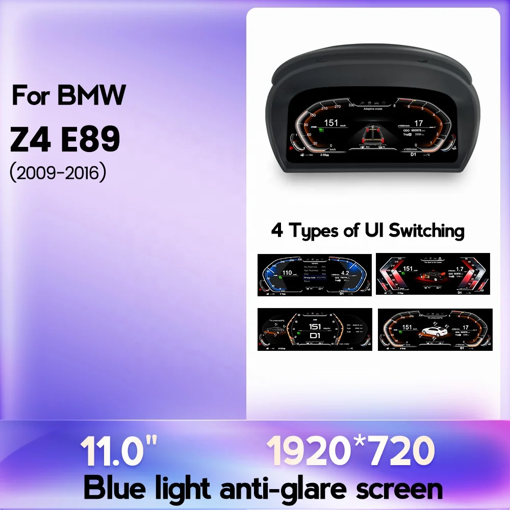 MEKEDE 11 Inch Instrument Cluster Panel Dashboard LCD Digital Screen with LOGO for BMW Z4 E89 2009 to 2016