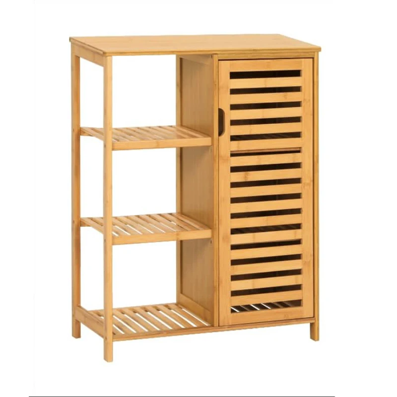 Wholesale Multifunctional Bamboo Bathroom Cabinet Storage Shelf Organizer Rack 3-Layer Standing Type for Bathroom