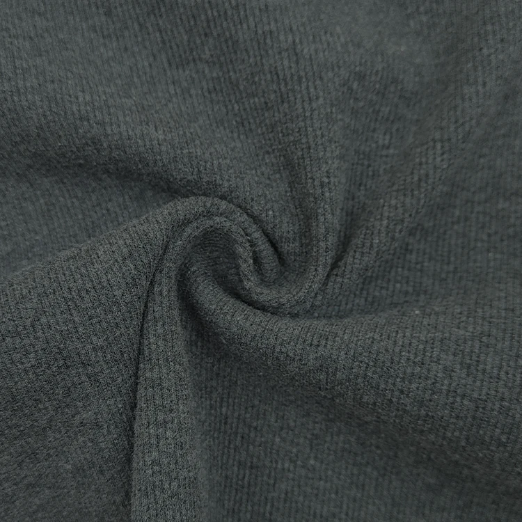 Plain Dyed Knit 2x2 Melange Rib Fabric for Sale, Stretch Cotton Ribbed Fabric for Clothing/ details
