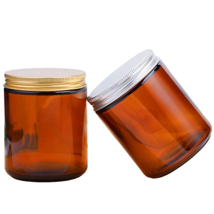 Empty 50ml 100ML 250ML 500ML Clear Amber Glass Candle Jar with Black ...