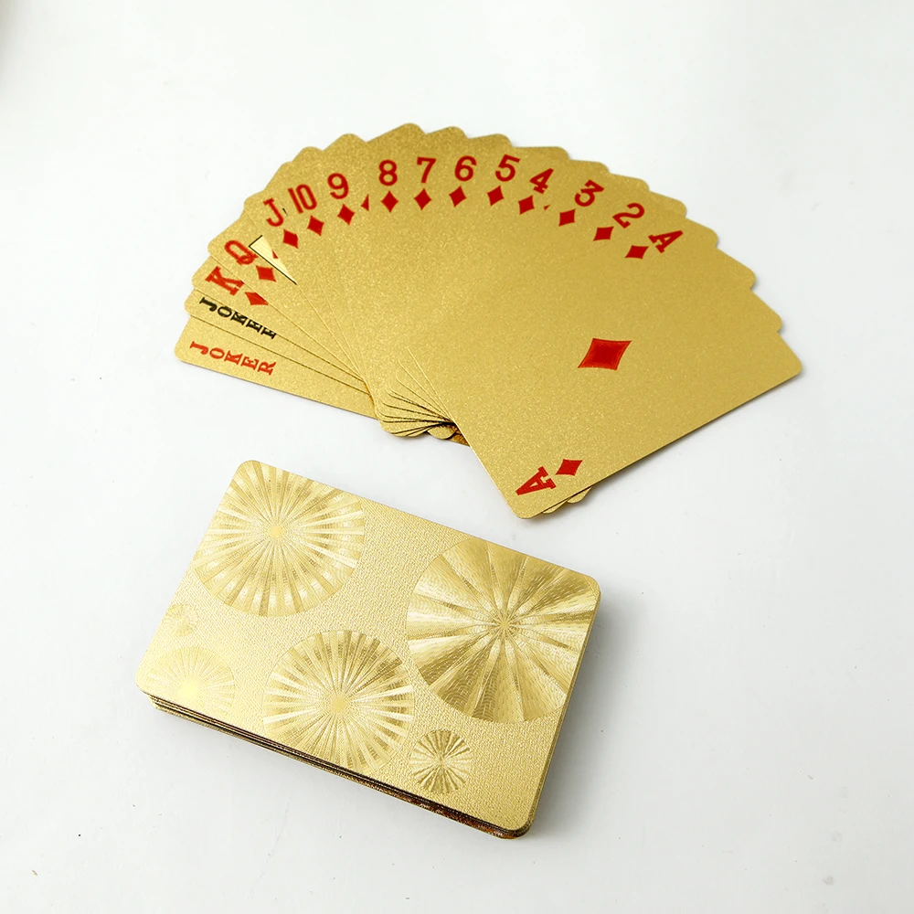 Best Quality Manufacturer Personalized PVC Plastic Waterproof Metal 24K  Golden Foil Poker Cards Custom 999.9 Gold Playing Cards - China 999.9 Gold  Playing Cards and Casino Bicycle Paper Plastic Playing Cards price