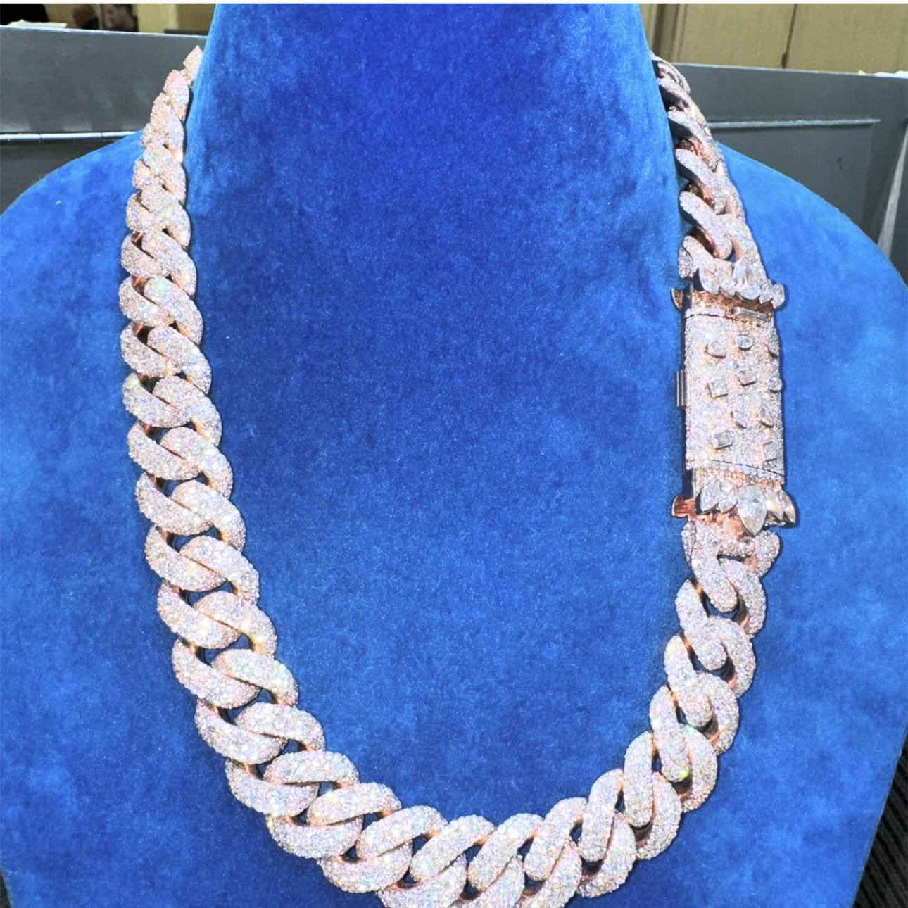 Custom Cuban Lab Diamond Necklace Sterling Silver 925 Vvs Moissanite Iced  Out Hip Hop Jewelry Cuban Link Chain