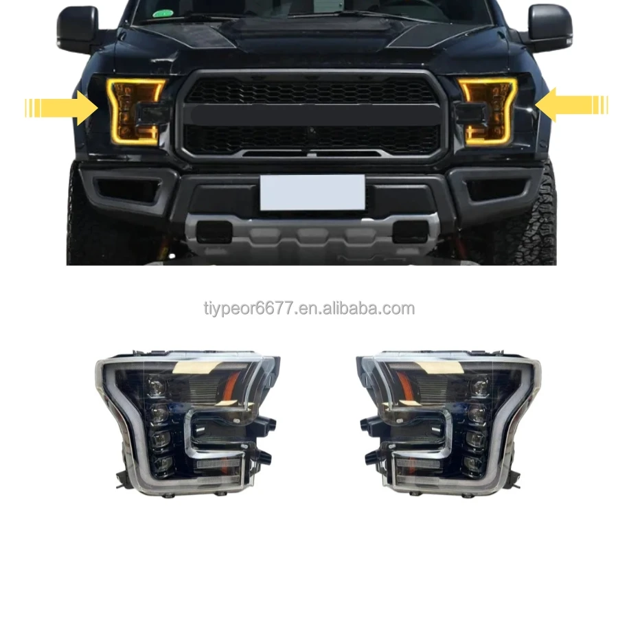 product tiypeor new modified led car accessories for ford f 150 raptor 2015   2020 headlamp headlights led lens american version-3