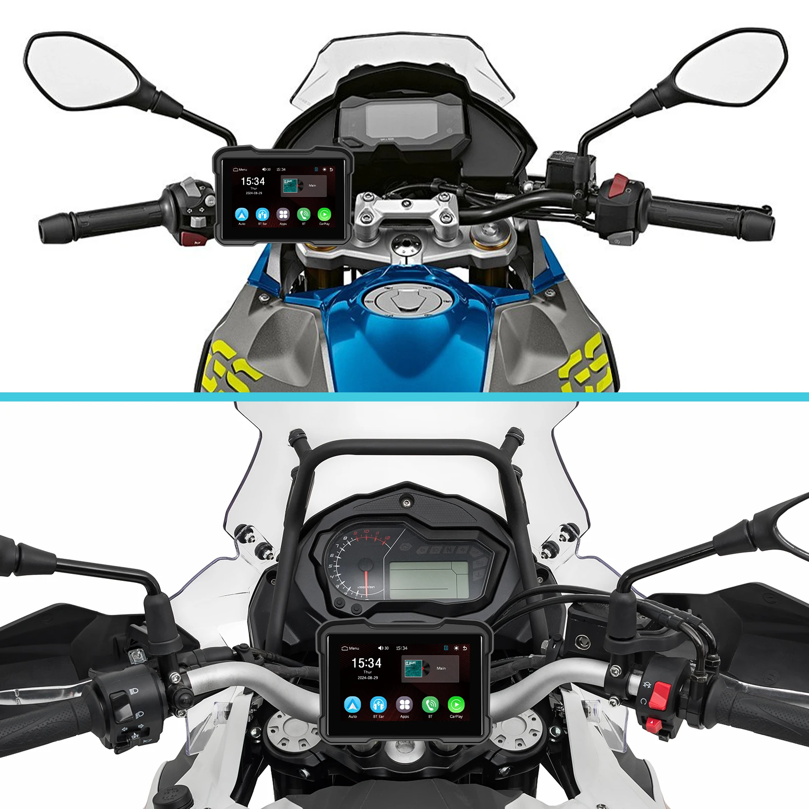 android auto monitor ip67 waterproof for motorcycle support airplay android cast bt a3910-14