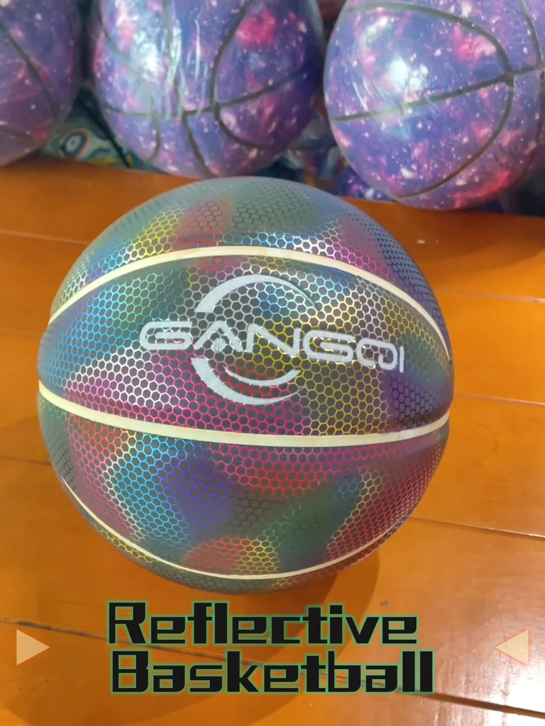 Holographic Reflective Glowing Luminous Night Basketball White Light Up