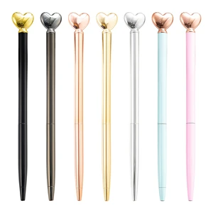 Creative Heart-Shaped Metal Ballpoint Pen with Custom Logo for Promotional Gift and Office Supplies