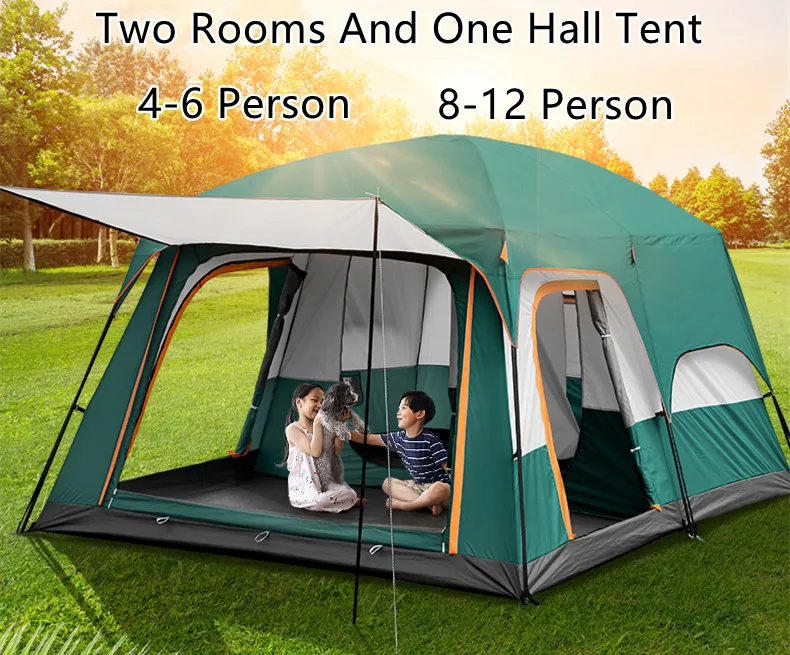 Big Outdoor Tent Two Room And One Hall 12 Persons Waterproof Family ...