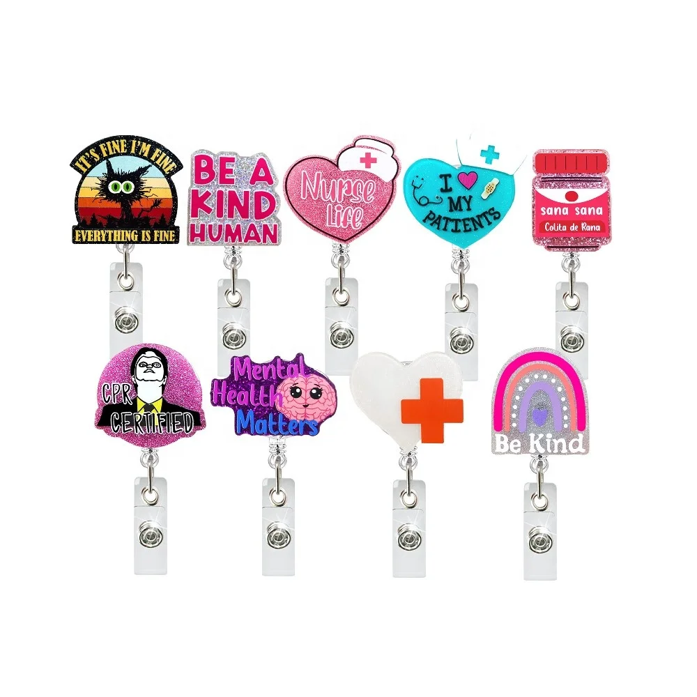 Funny Badge Reel With "It's Fine I'm Fine Everything Is Fine" Cat Design - Retractable ID Holder