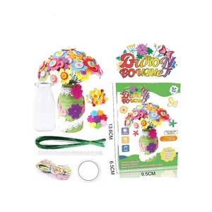 Diy Kids Crafts Button and Felt Flower Bouquet with Plastic Vase Art for Girls-Factory Wholesale