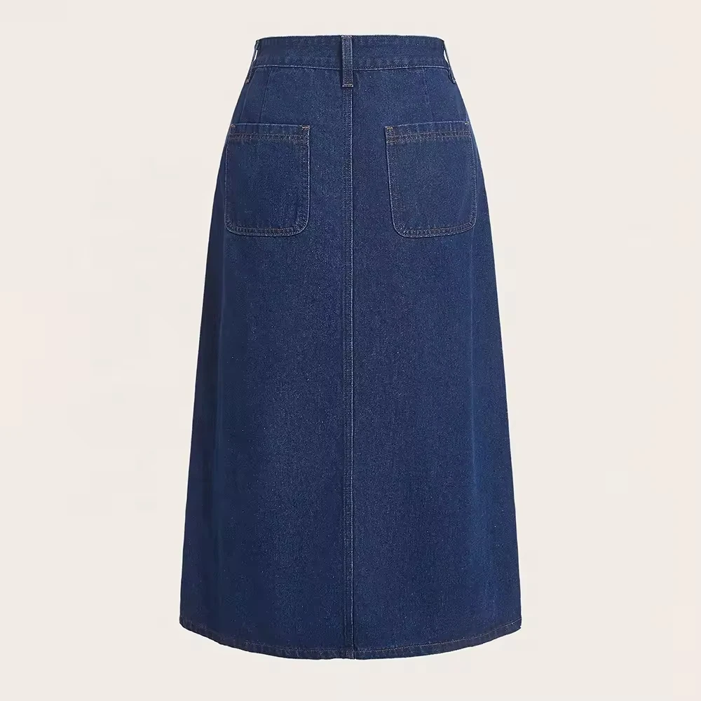 Wholesale Custom Denim Maxi Skirt for Women Straight Skirt Long Jean Skirt