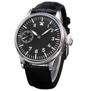 Manual Winding Mechanical Watch Casual Stainless Steel Round Pointer Luminous Waterproof Men's Belt Mechanical Watch