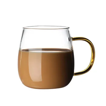 Hot sell new design 350ml high borosilicate glass drink coffee milk water cup