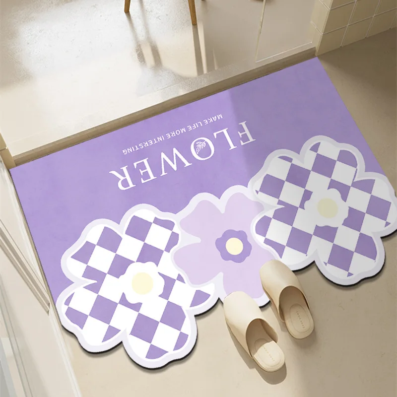 Washable anti slip diatomite water absorption rubber floor mat non slip bath mat for tub Bathroom Rug mat factory