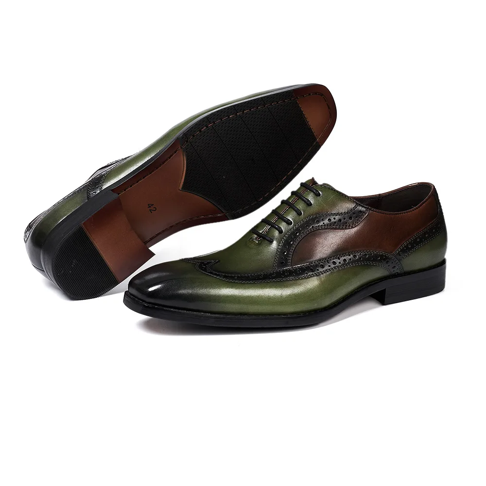 New Styles Casual Dress Fashion Simple Design Non-slip Lace-up Men's Formal  Shoes Genuine Leather Brown Dress Shoes for Men