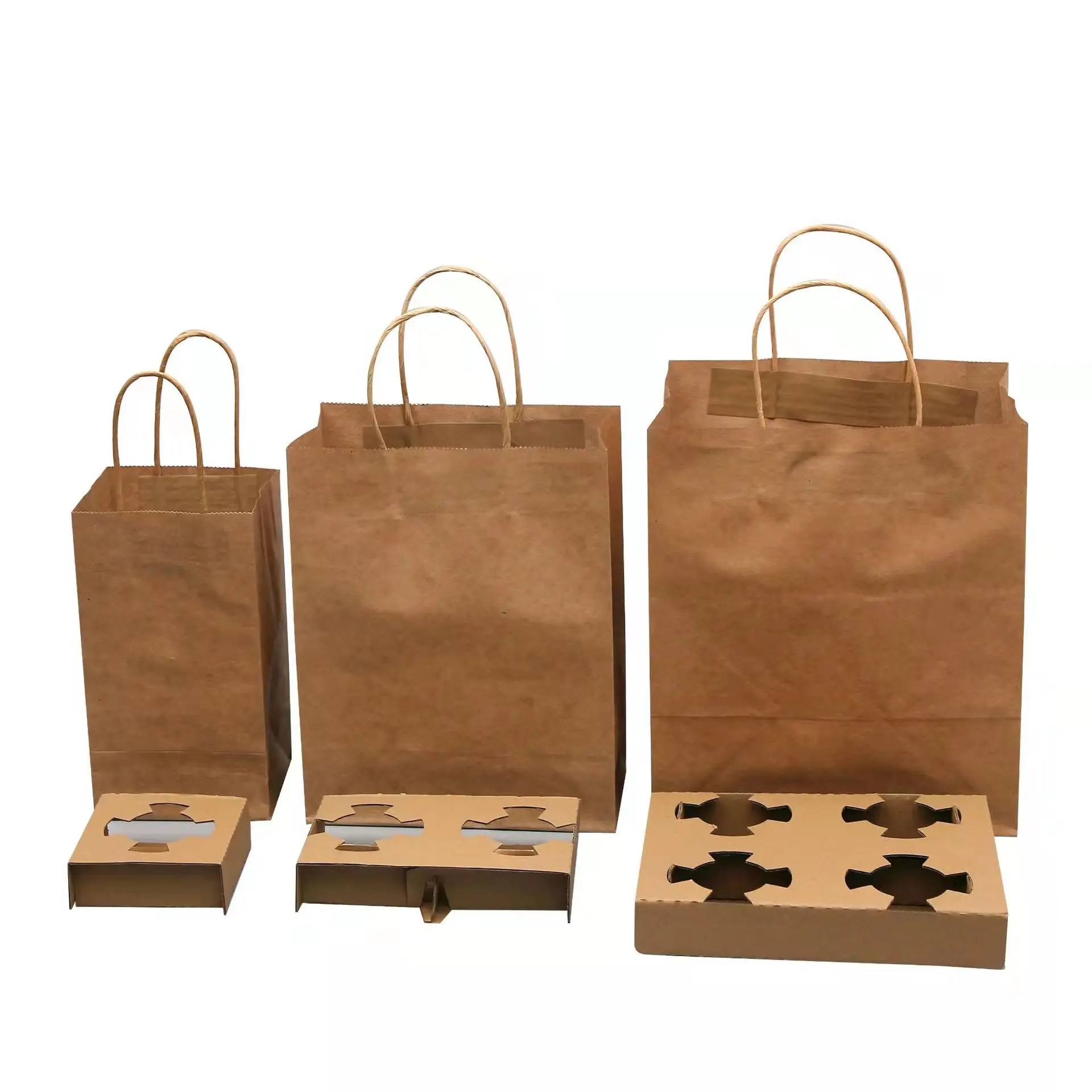 Automatic Handmade Khaki Kraft Restaurant Packaging Paper Bags Custom Food  Takeaway Paper Bag, image size:1920x1920