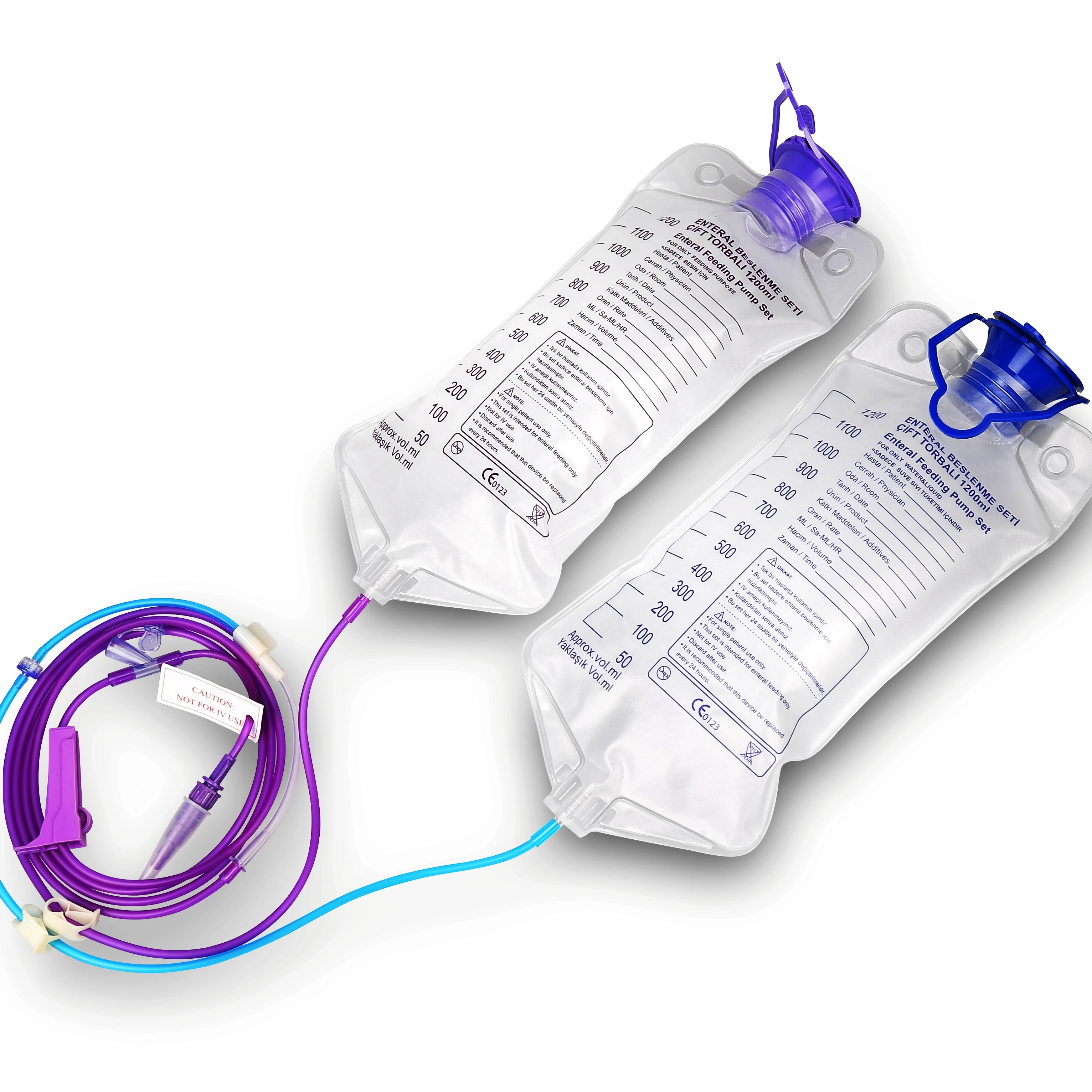 Enteral Feeding Double Bag Set Pump Feed Spike set Screw hat Set