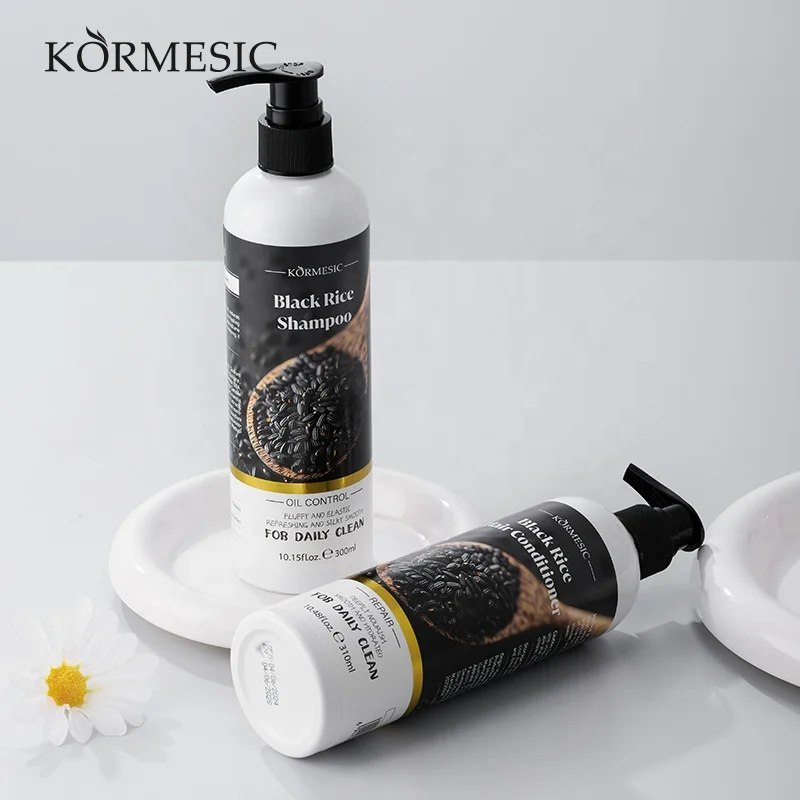 KORMESIC Private Label OEM 350ml Hair Care Cream Nourishing Black Rice Shampoo and Conditioner
