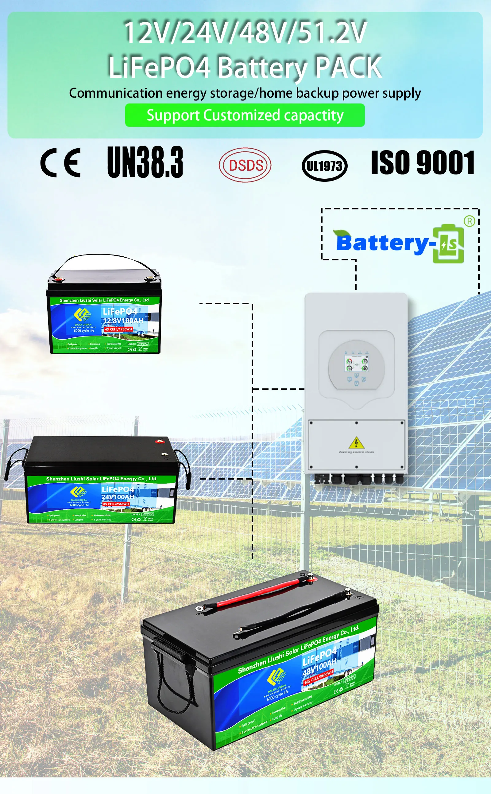 Lead Acid Replacement Solar Lithium Ion Batteries Abs Case 12v 8ah ...