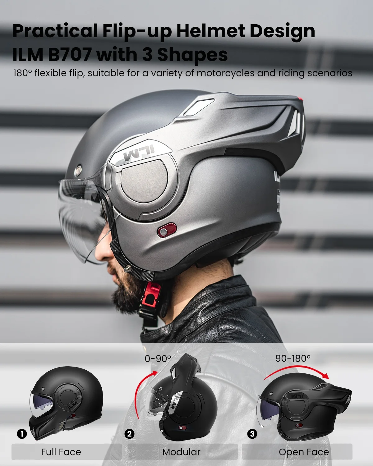 chin guard for open-face motorcycle helmets ILM Vintage Full Face Modular Helmet Adults Men ATV UTV Snowmobile with 180° Reversible DOT ILM-B707(Matte Black, L) : Automotive straps route directly through the pads YMTSGEQ Z7 Helmet Chin Curtain.Motorcycle