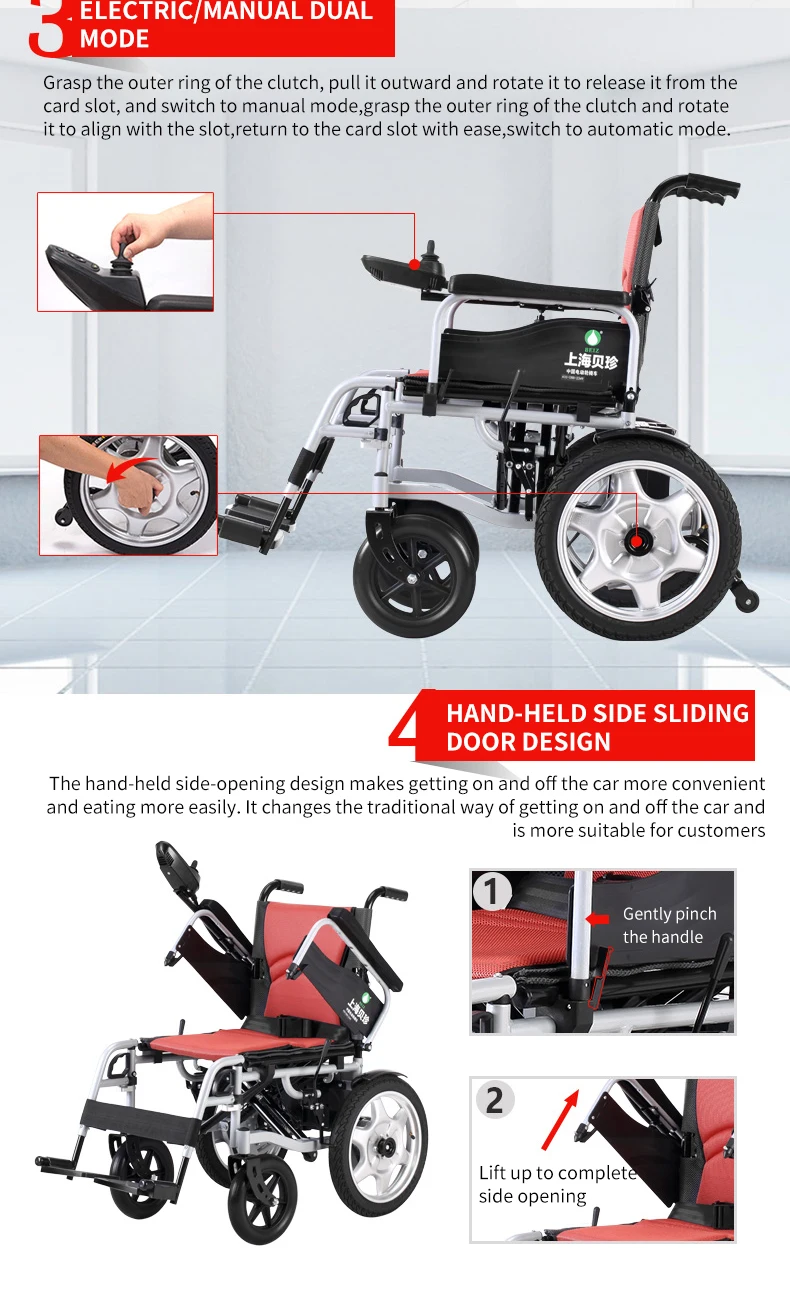 Cheapest Handicapped Foldable Motorized Automatic Powered Electric Wheelchair Wheel Chair Mobility Chair factory