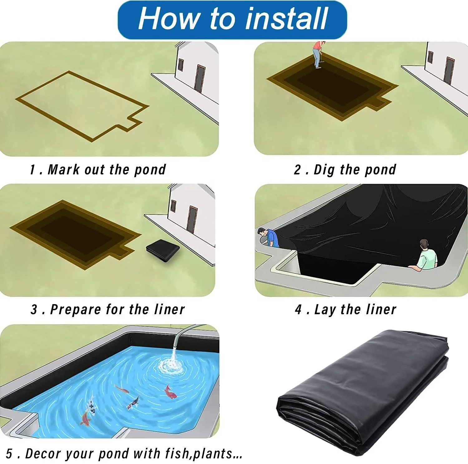 ASTM Standard 1mm 40 Mil Foldable EPDM Rubber Pond Liner Geomembrane Modern Design Fish Koi Skins for Ponds