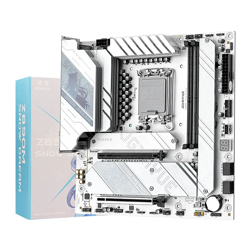 JGINYUE Z890M Snow Dream AI Gaming Motherboard, DDR5, Intel